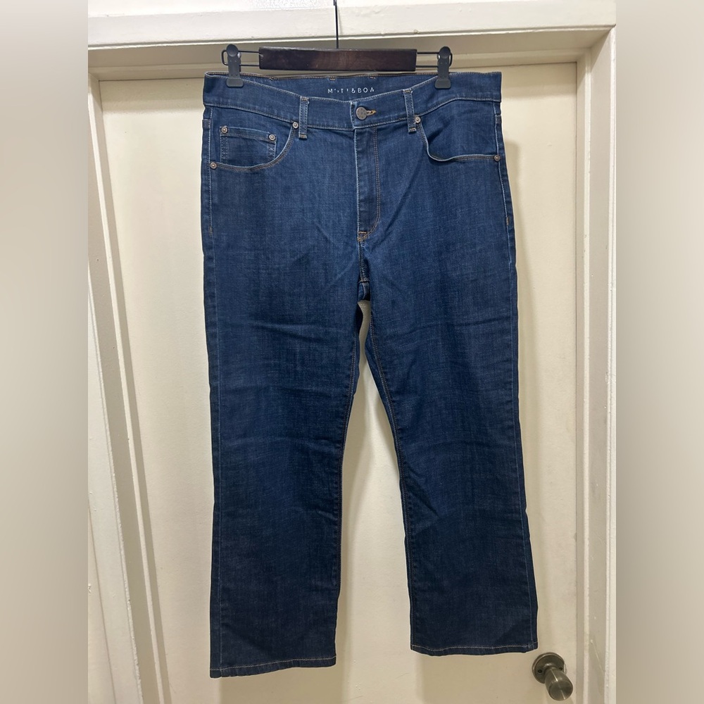 Mott & Bow Straight Crosby Jeans Men's Size 35x30 Blue Measures 27" L Denim